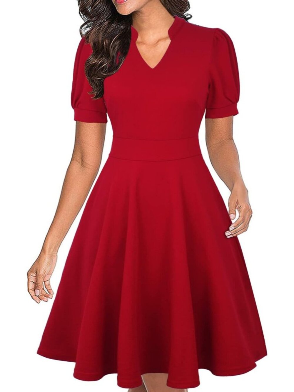 Men's Red V Neck Summer Short Sleeve Semi Formal Fit Zipper Dress